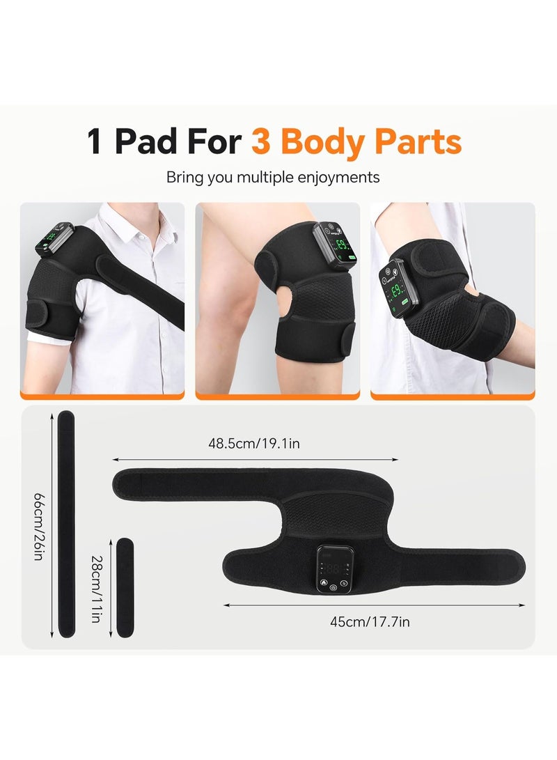 جهاز تدليك مع تدفئة، وسادة تدفئة لاسلكية للركبة مع جهاز تدليك، 3 مستويات تدفئة و 3 مستويات اهتزاز، وسادة تدفئة للركبة، لفافة لتخفيف آلام الركبة، الكتف والكوع، قابلة للتعديل لراحة المفاصل، أسود - Image 3